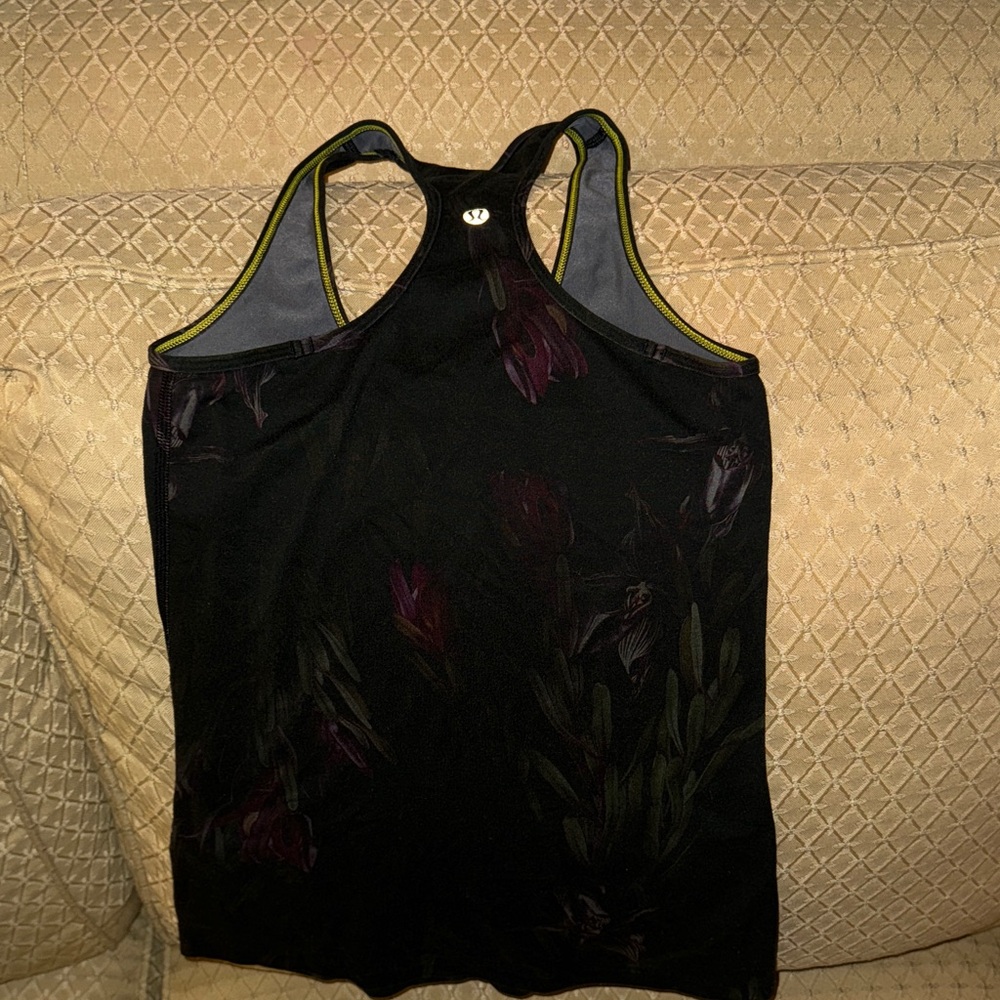 Lululemon Black and Purple Floral Racerback Tank Top EUC - Picture 4 of 7
